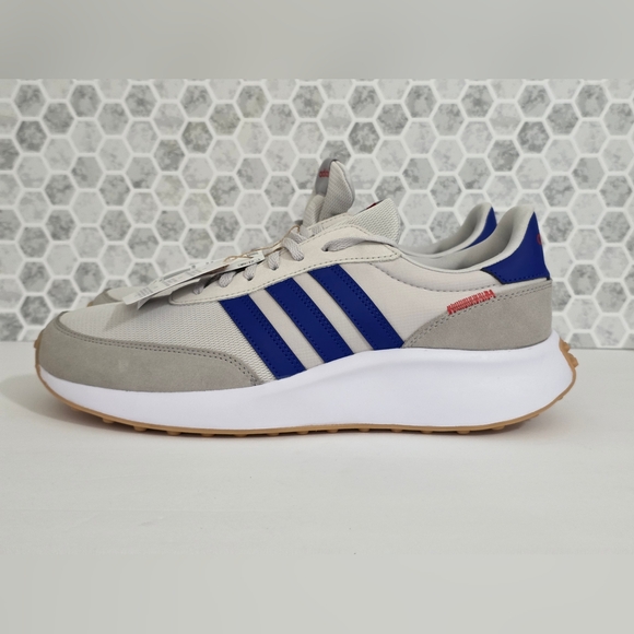 Adidas Run 70s Shoes Sneaker Grey One/ Lucid Blue Better Scarlet Men's Size 12